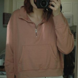 Aerie Blush Cropped Quarter Zip (1/4 Zip)